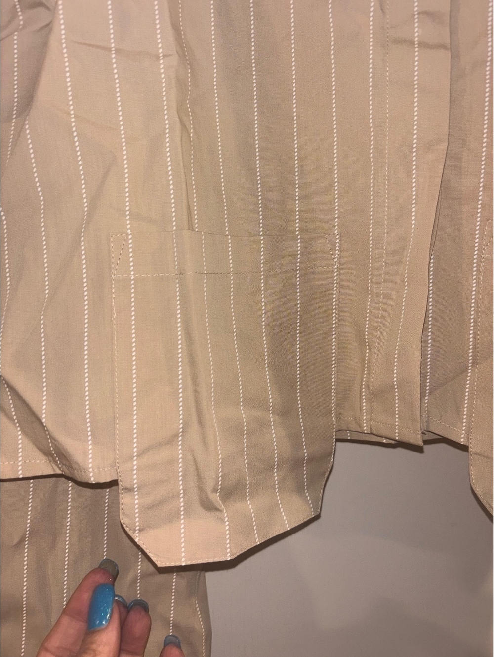 NWT PrettyLittleThing Stone Pinstripe Cropped Shirt US 10 UK 14 EU 42 - Picture 3 of 7